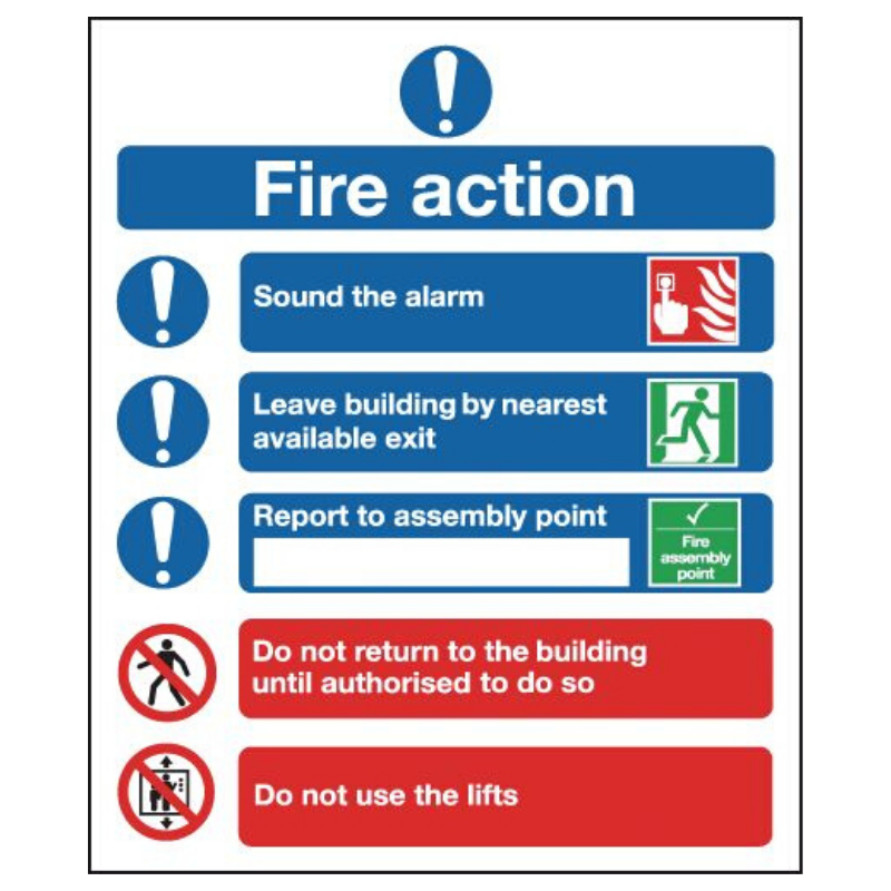 Fire Action Notice (Symbolised) Sign 210mm x 148mm