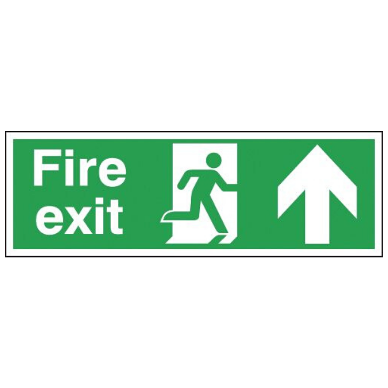 Fire Exit Running with Running Man Arrow Up Sign 150mm x 450mm