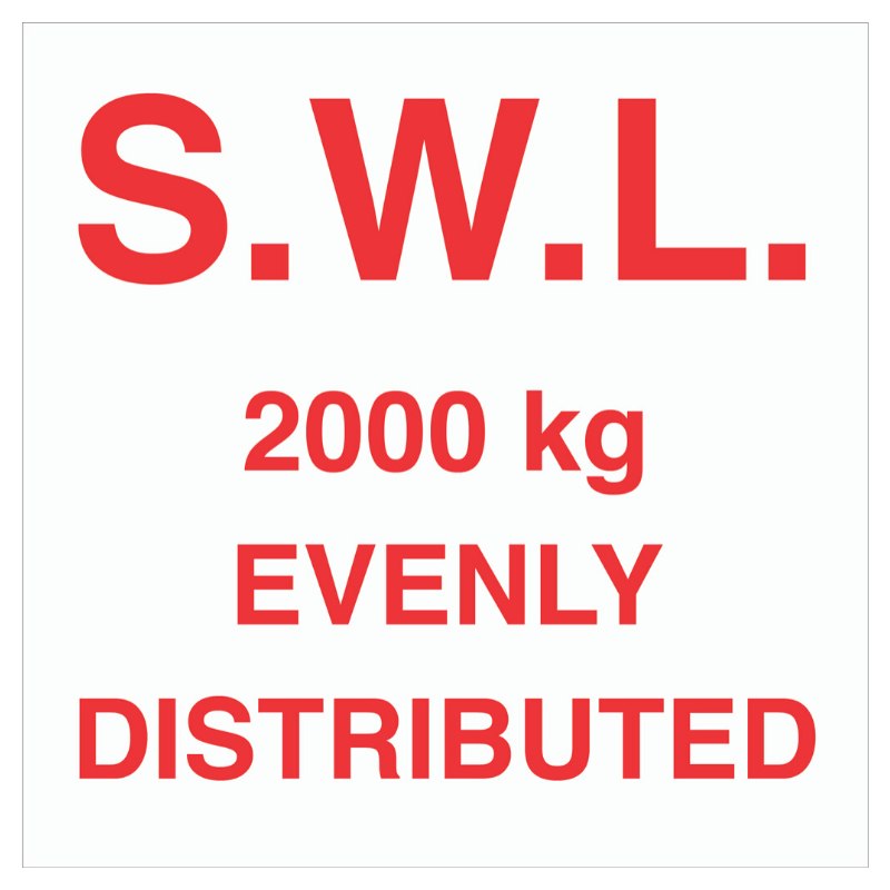 SWL 2000 kg Evenly Distributed Sign 600mm x 600mm