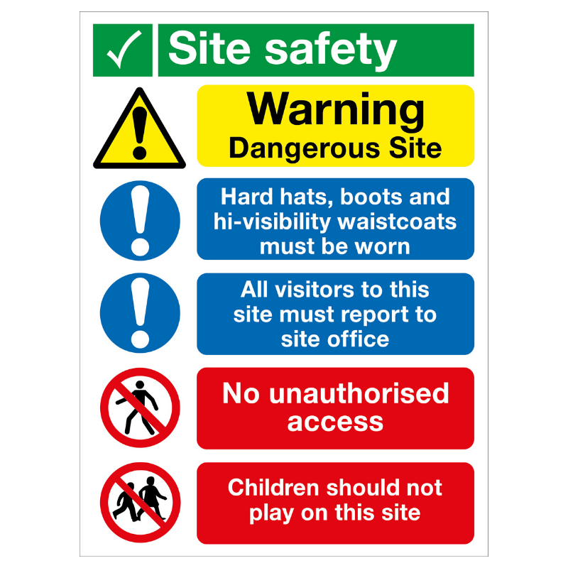 Site Safety Legal Text Site Safety Board Sign 800mm x 600mm